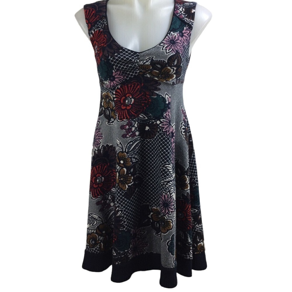 Maeve Anthropologie Fairchild Sleeveless Floral Fit & Flare Dress Blue Size S